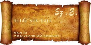 Szlávik Edit névjegykártya