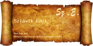 Szlávik Edit névjegykártya